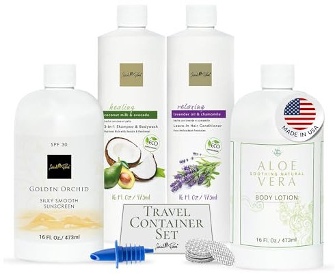 Smuggs Jugs Cruise Ship Essentials Cruise - Kit de contrabando de alcohol, las mejores botellas vacías falsas de champú y acondicionador, contenedores para corredores de ron, frascos ocultos de 4 x