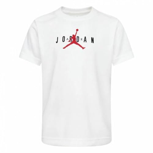 Nike Jordan Jumpman Sustainable Kinder T-Shirt Weiß Einfarbig Kurzarm Unisex-Erwachsene 9 Jahre EU 15-16 Reguläre Passform Nachhaltig Basketball Sport T-Shirt