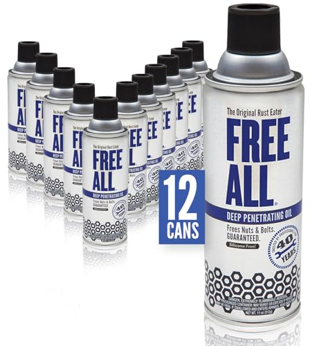 Free All Deep Penetrating Oil Rust Remover, Loosen Rusty Nuts & Bolts, Screws, Clamps, Pipes, 11 oz. Aerosol, 12 Pack