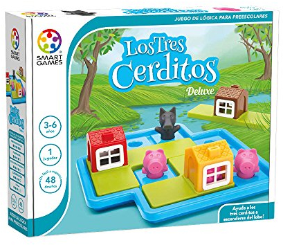 SmartGames - Los Tres Cerditos | Juegos Educativos Niños 3 Años O Más | Rompecabezas Niños con 48 Desafíos | Puzzles Infantiles 3 Años O Más | Juegos Infantiles