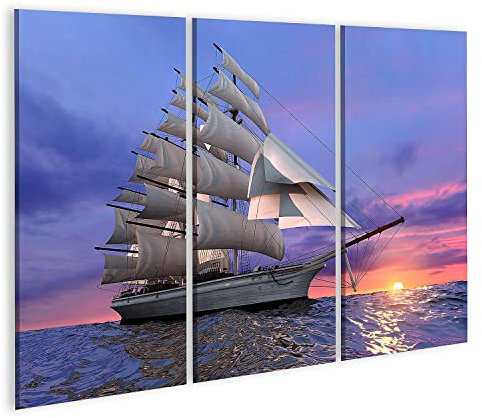 islandburner Bild auf Leinwand Segelschiff Untergehenden Sonne In Klaren Ruhigen Meer Urlaubsfeeling Bilder Wandbilder Poster