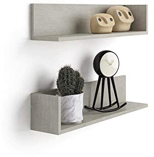 MOBILI FIVER, 2-er Set Luxury Regale, Grauer Beton, Made In Italy