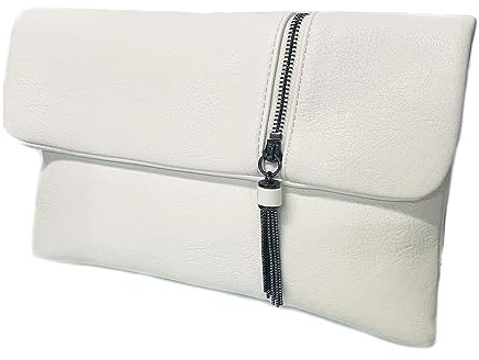 LeahWard Women's Faux Leather Clutch Bag Soft Fashion Classic Evening Handbag 998 (White)