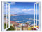 LuxHomeDecor Quadro Finestra Napoli Vesuvio 100x75 cm Stampa su Tela con Telaio in Legno Arredamento Arte Arredo Moderno