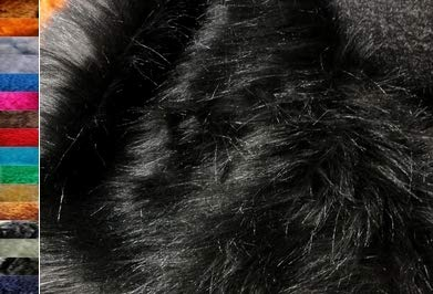 STOFFBOOK WEICH KUNSTFELL HOCHLANDRIND LANGHAAR FELL WINDSCHUTZ MIRKOFON TEDDYFELL FLOKATI FELLIMITAT STOFFE, B710 Schwarz