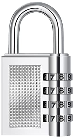 ZHEGE Zahlenschloss Vorhängeschloss Zahlen 4 Stellig, Spind Schloss für Fitnessstudio Schließfach, Klein Lock, Hängeschloss mit Zahlen Wetterfest Kellertür, 6mm Bügelstärke (Silber)