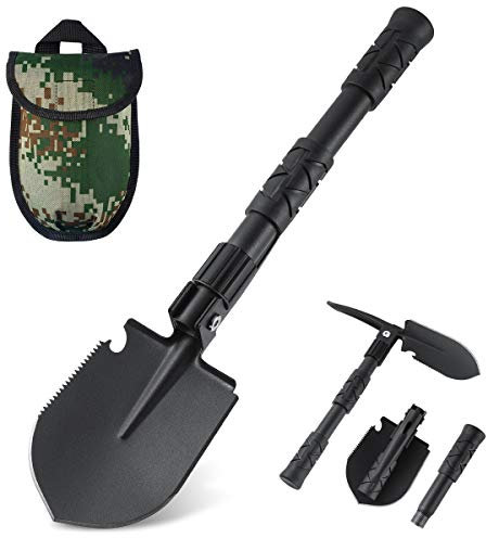 Boyisen, pala pieghevole da campeggio, portatile, in lega di acciaio, resistente, per auto, 40,9 cm, pala di sopravvivenza per fuoristrada, giardinaggio, campeggio, escursionismo, pesca