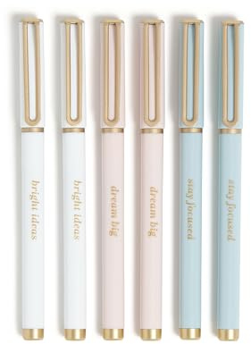U Brands Catalina Felt Tip Pens, Set of 6 Black Ink Pens, Classic, Elegant Standard, Medium (0.7 mm) Point