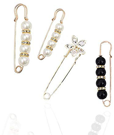 4 Broche Pull, Épingles De Sûreté De Chandail Et Boucles De Chaîne De Chandail Spéciales, Adaptées Aux Broches De Bouquet De Mariée De Mariage, Broches De Robe De Banquet