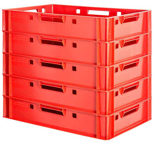Fleischkiste E1 Fleischkiste Rot Fleischerkiste E1 Fleischkisten E1 Kiste E1 Fleischkiste Eurobox E1 Lebensmittelecht 60 x 40 Metzgerkiste E1 Auswahl Kingpower, Anzahl:5
