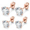 day.berlin Ohrstecker White in Rosegold 18k vergoldet, 4er Set Damen Ohrringe mit 6mm + 8mm Zirkonia Kristallen, 316L Premium Edelstahl, nickelfrei und wasserfest