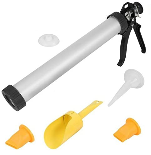 5pc Professional Mortar & Grouting Gun Set Cement Applicator Brick Pointing Tile Tools Accessory Kit Die Cast Handle Home DIY
