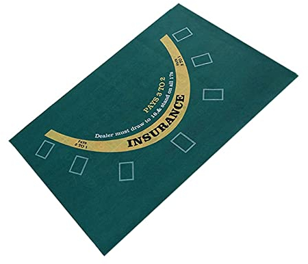 A/A Doppelseitige Pokermatte | Table Felt Texas Hold'em & Blackjack Kartenspiele | Blackjack Casino Filzpad | Platzsparende Roll-up Casino Roulette Tischmatte 23,62 x 35,43 Zoll