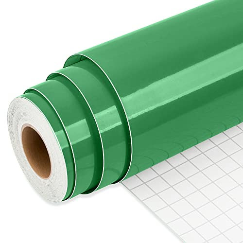 IModeur Green Vinyl Permanent, 30.48 x 762 cm Glossy Green Permanent Vinyl for Cup, Cricut Vinyl for Birthday Gift, Party Ornaments, Home Decor