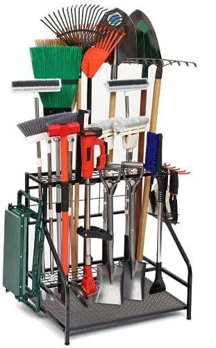 Garden Tool Organizer for Garage, Garden Tool Rack, Up to 58 Long Handled Tools, Yard Tool Holder for Garage, Shed, Outdoor, Tool Stand, Black (Garden Tool Rack)