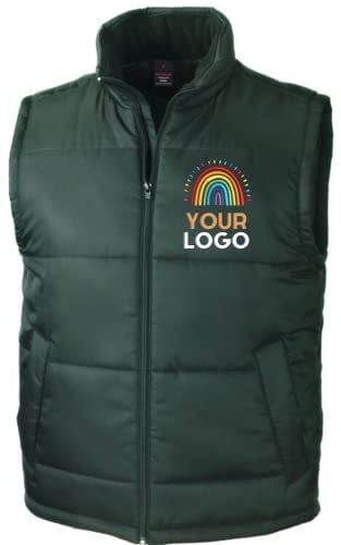 Body Warmer Workwear Personalised Embroidered Logo (as8, alpha, x_s, 3x_l, regular, regular, Bottle Green, M)