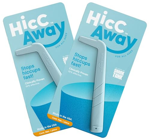 HiccAway Hiccup Straw - Stops Hiccups Naturally & Fast - As Seen On Shark Tank - Clinically Proven Relief for All Ages, Children & Adults - Safe, Lightweight, & Reusable - 2 Pack (Baby Blue)