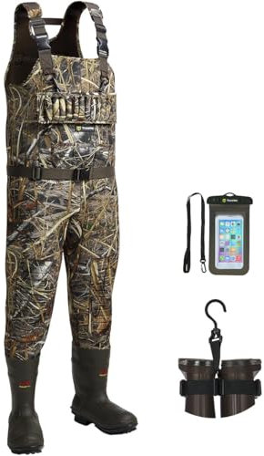 TIDEWE Next Camo Evo Wathose, 5 mm Neopren, 1400 g Isolierung, Gummistiefel, wasserdicht, Größe 42, für Angeln und Jagd