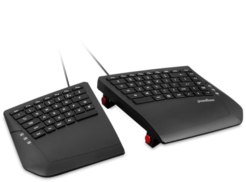 Perixx PERIBOARD-524B US, [Firmware aktualisiert] kabelgebundene ergonomische Split-Tastatur - Einstellbarer Neigungswinkel - Low Profile Membrantasten - Schwarz - US Englisch