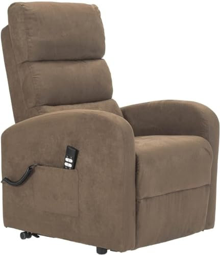 POLTRONE ITALIA Jessica 2 Motoren relaxsessel mit aufstehhilfe Medizinisches Gerät 4 Räder Mikrofedersitz Flauschige fernsehsessel elektrisch relaxsessel mit liegefunktion Braun