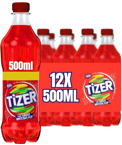 BARR Tizer 12 Pack Citrus Flavoured Fizzy Drink Fizzingly Fun - 12 x 500ml Bottles (Packaging may vary )