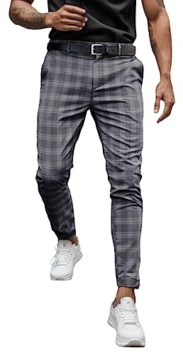 Neue 2024 AI männer Mode Casual Lose Plaid Reißverschluss Hosen Hosen 9 10, grau, 36-41
