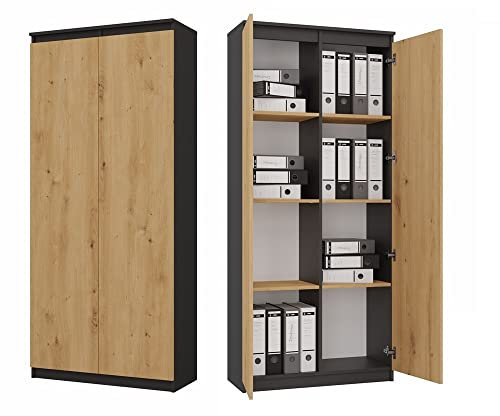 CDF Office Bücherregal RS-80 Hemn | Farbe: Anthrazit Artisan-Eiche | Für Wohnzimmer, Büro, Arbeitszimmer | Modern | Regal für Bücher und Spielzeug | Ideal für Kinderzimmer, Teenager, Jugendzimmer