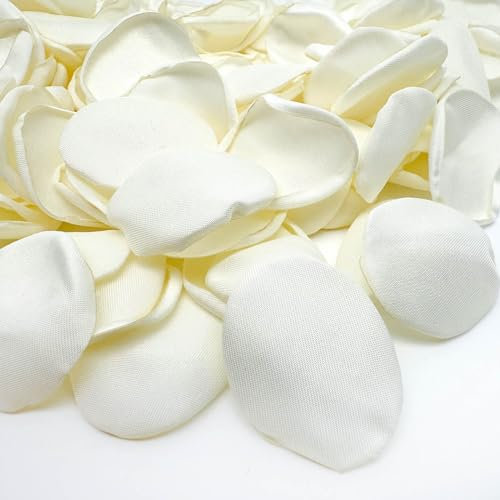 ZYOOO 200pcs Ivory Silk Rose Flower Petals For Valentaine's Day,Wedding Flower Gril Basket,Aisle Scatter,Table Centerpieces,Romantic Night Decoration,3.5cm Each