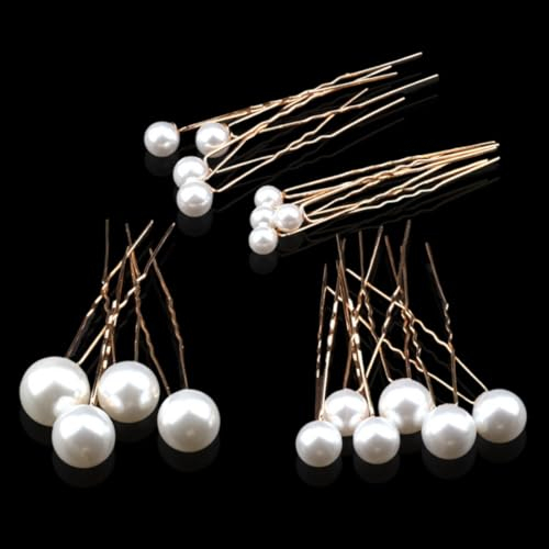 EOUIAV 18 Stück 6 Größen Perlen-Haarnadeln, Braut-Perlen-Haarnadeln, Hochzeit, Braut-Haar-Accessoires, Perlen-Bobby-Clips, für Party, Abschlussball, Hochzeit, Alltag