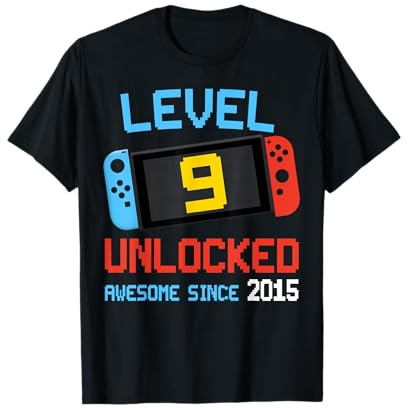 Level 9 Unlocked 9th Video Gamer Birthday Boy Girl Gifts T-Shirt
