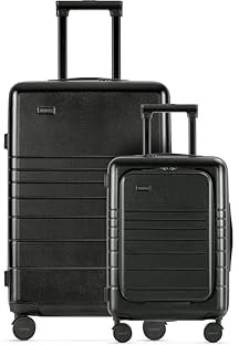 ETERNITIVE - Hartschalenkoffer Set - Klein und Groß I Rollkoffer aus Polycarbonat & ABS I Größe: 54 & 74 cm I Reisekoffer mit Rollen 360° und TSA-Schloss I Koffer Handgepäck 33L & 98L I Schwarz