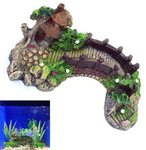 LiJuanWang Aquarium Deko Höhle Aquarium,Aquarium Dekoration,Brücke Landschaftlich Gestaltet Brücke Ornament,Harz Aquarium Dekoration,Fish Tank Decoration,Aquarium Wasserpflanzen Brücke