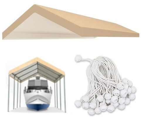 FORALEBEN Carport – Housse d'auvent de rechange pour tente de voiture de 3 x 6 m, 180 g avec tendeurs à boule (housse uniquement, cadre non inclus) beige