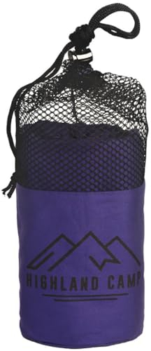 HIGHLAND CAMP Hüttenschlafsack Baumwolle (nur 570g) Mini Schlafsack Ultraleicht - Reiseschlafsack - Ideal für Hostels, Berghütten & Jugendherbergen Marke: Highland Camp (blau)