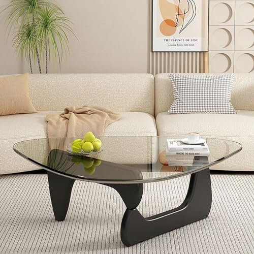 Table Basse Triangulaire en Verre, Table d'appoint Moderne pour Salon, Table Basse esthétique Noguchi, Table d'appoint Moderne du Milieu du siècle pour Salle d'étude, Bureau, hôtel, Balcon