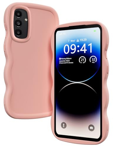 XINYEXIN Coque Wavy pour Samsung Galaxy A14 5G/4G | Étui en Silicone Souple, Bord Ondulé, Antichoc, Prise en Main Confortable, Rose
