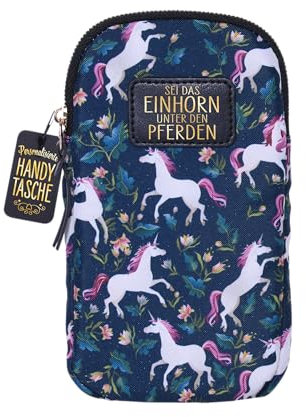 History & Heraldry Handytasche Größe ca. 19cm x 11cm x 2,5cm mit Kordel zum Umhängen Umhängetasche mit Reißverschluss kleine Tasche Geldbörse Geldbeutel (Handytasche Einhorn)