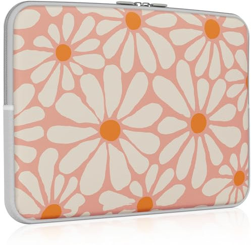 iCasso Laptop Sleeve 13 inch for MacBook Air 13-13.6 inch, Cute Laptop case for MacBook Pro 13 inch, Slim Protective Travel Carrying Case for MacBook Pro 14 inch, Chromebook, HP, Dell, Orange Floral