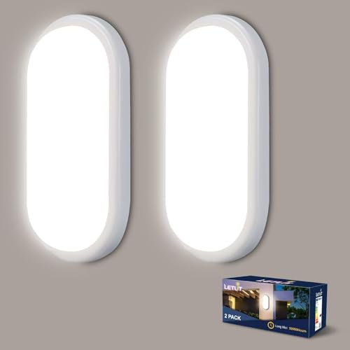 Letlit Kellerlampe Wandleuchte Innen 2 Stück, 18W 1800LM LED Feuchtraumleuchte Oval, IP65 Deckenleuchte Wandlampe Deckenlampe Bad, Neturalweiß 4000K Kellerleuchte für Keller Garage