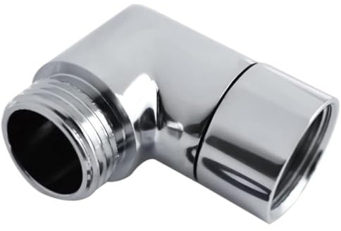 Shower Elbow Adapter, 90° Elbow Connector, Movable Versatile Nut Shower Head Extension, for Home, Dorm, School, Chrome Plated Finish, Copper, Manual Screw Installation