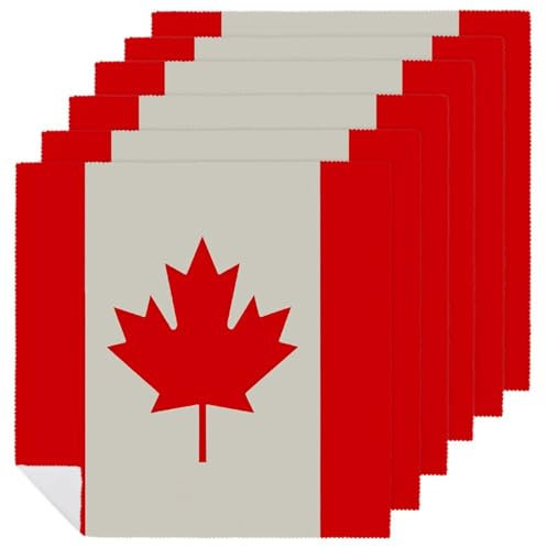 Stoffservietten mit Kanada-Flaggenmuster, Cocktail-Servietten, Abendessen, Servietten, Tuch, Hochzeit, Party, Servietten, 6 Stück