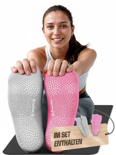 NirvanaShape Yoga & Pilates Socken - Rutschfeste Yogasocken mit ABS Noppen für Damen u. Herren - Anti-Rutsch Stoppersocken aus bequemer Baumwolle [ÖKO TEX zertifiziert]
