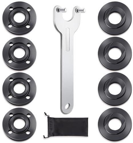 9PCS Angle Grinder Nut Angle Grinder Flange Wrench, Premium Flange Metal Lock Nut with Storage Bag, Compatible with Milwaukee Makita Metabo Dewalt Bosch Ryobi Decker 4.5 5 5/8-11 Replacement Part