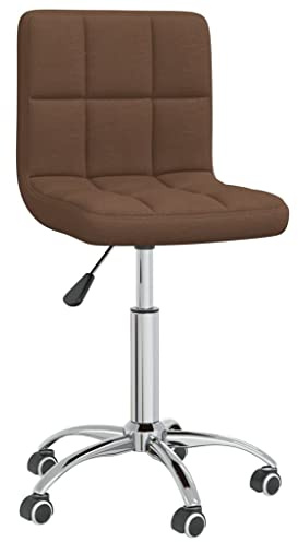 YuuSsea Esszimmerstuhl Drehbar Braun Stoff, Höhenverstellbarer Bürostuhl mit Rollen, Moderner Polsterstuhl für Esszimmer, Küche, Wohnzimmer