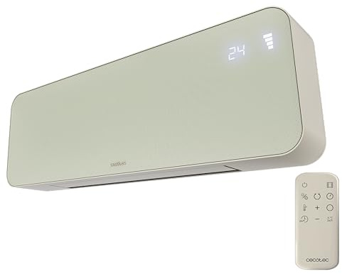 Cecotec Termoventilatore Ceramico da Parete con Telecomando ReadyWarm 3000 Textile. 2000W, 3 Modalità, Calore Uniforme, Oscillazione, LED, Timer, Sicurezza, Design Tessuto Moderno, Copertura 20m²