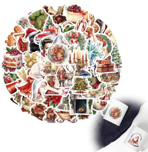LuLiyLdJ 100 Stück sticker weihnachten, Scrapbook stickers, Vintage sticker