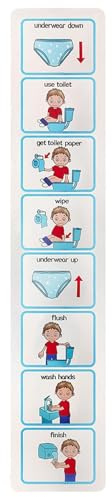 Visuel d'apprentissage de la propreté – Tableau de routine d'apprentissage des toilettes pour | Tableau laminé avec autocollants colorés, horaires visuels étape par étape pour , tableau