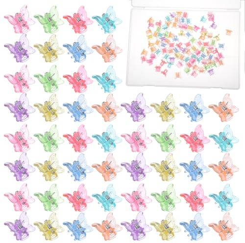 HJZHII 100 Stück Mini Schmetterling Haarklammern,Haarspange Glitzernde Bunte Haarclips Schmetterling Haarspangen Haarspiralen Clip Haarschmuck Haar Accessoire Niedliche Kopfschmuck für Mädchen