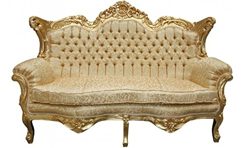 Casa Padrino Barock 2er Sofa Master Gold Muster/Gold 2Mod- Wohnzimmer Couch Möbel Lounge
