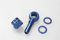 Autobahn88 Aluminium eloxierter Kraftstoff Banjo Adapter - M12 12mm Banjo auf Widerhaken 8mm (5/16) Adapterkit mit Unterlegscheibe und Kappe, für Bosch 044 Kraftstoffpumpe (Blau)